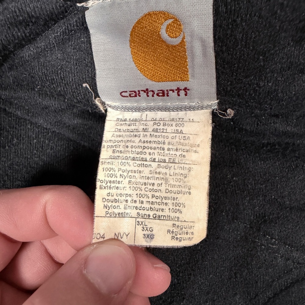 ultra faded vintage Carhartt Washed Duck blanket Lined Hooded Jacket J04 NVY 3XL - Picture 2 of 8